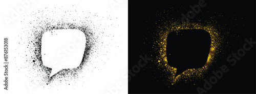 Speech bubble black and golden color spray frame paint