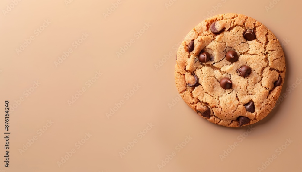 Chocolate Chip Cookie on Gradient Background, Copy Space Chocolate Chip Cookie on Gradient Background, Copy Space