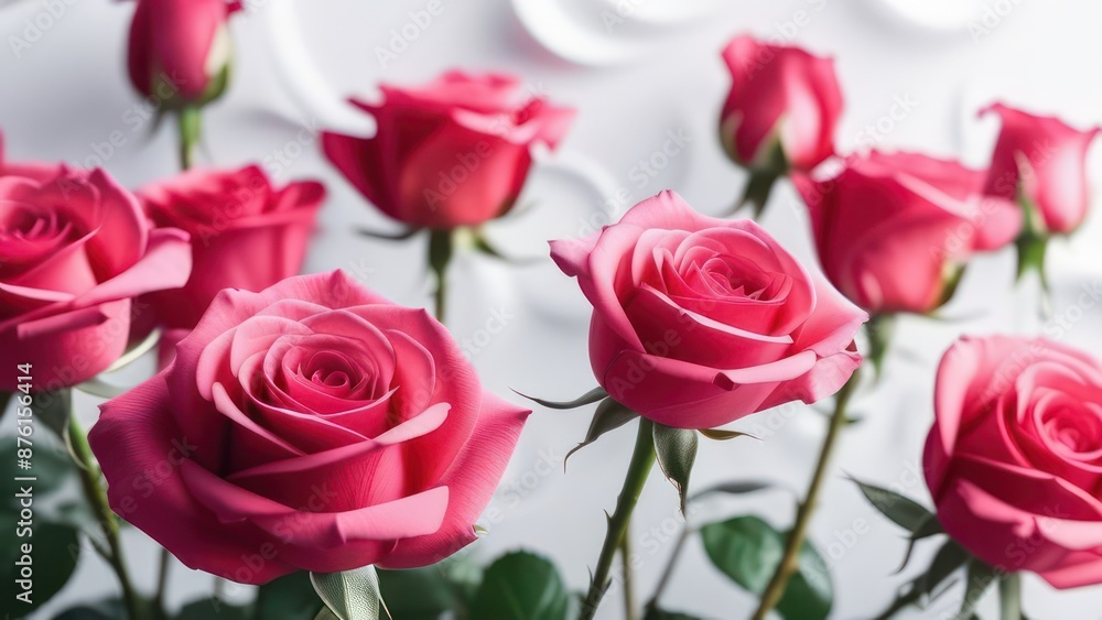 Abstract flowing waves with beautiful roses on white background Abstract flowing waves with beautiful roses on white background