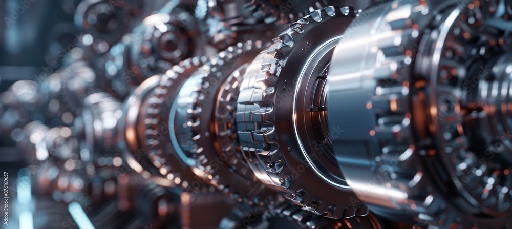 Fototapeta premium Close-Up of Metallic Gears in Robotic Arm Highlighting Precision and Complexity of Modern Robotics
