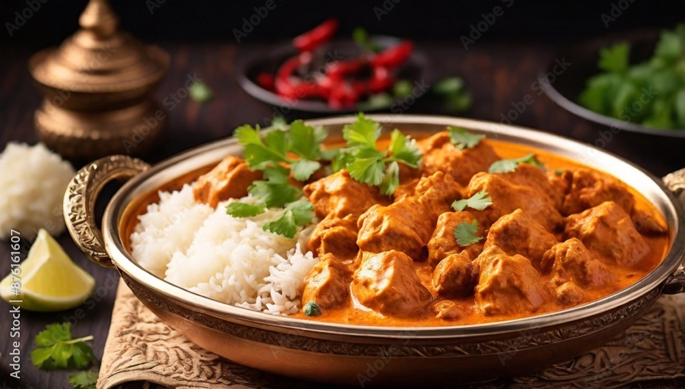 Tasty butter chicken curry dish from Indian cuisine Tasty butter chicken curry dish from Indian cuisine