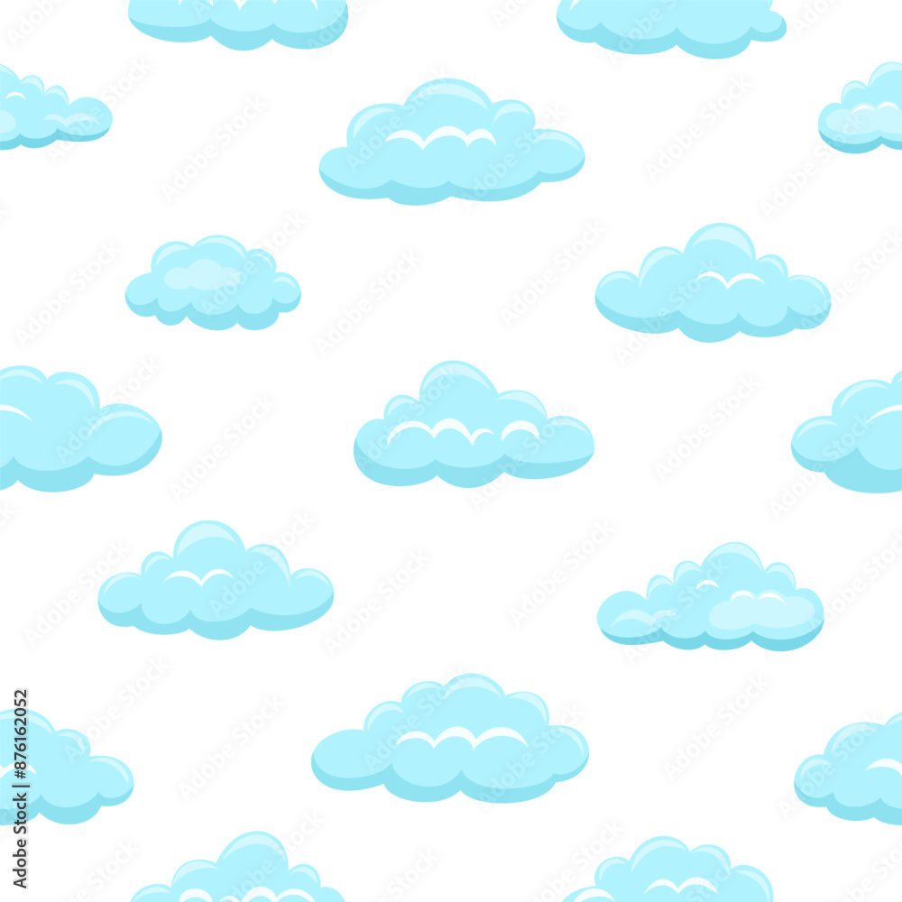 Seamless pattern with blue clouds on a white background. Vector illustration Seamless pattern with blue clouds on a white background. Vector illustration
