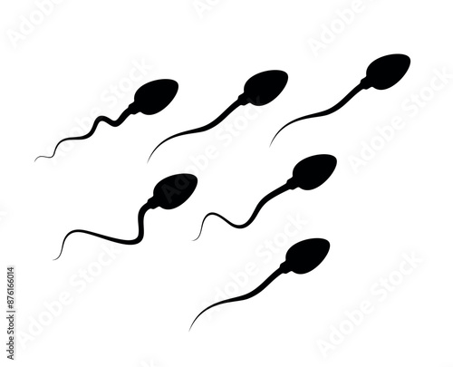 Spermatozoon (spermium, sperm) icon. Symbol of fertilization, conception or birth. Male reproductive cell.