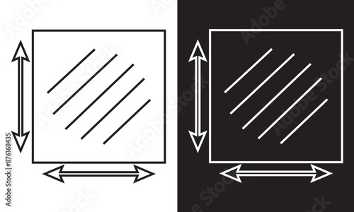 Square area icon. Measuring land area. isolated on white and black background .  Vector illustration .EPS 10