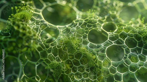 Create a detailed image of cell walls, showing their composition and structural role in maintaining plant cell integrity