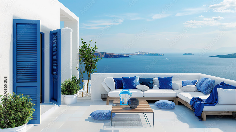 Nice sea view with bench with pillows Nice sea view with bench with pillows