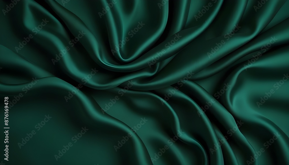 Obraz premium Dark green silk fabric background