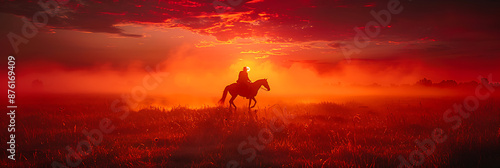 Vibrant Sunset Horseback Ride on Endless Golden Plains