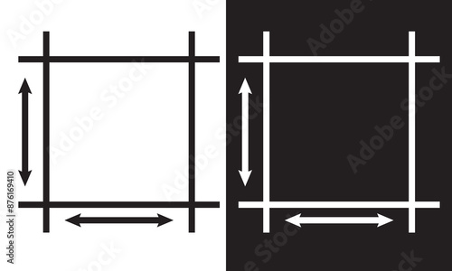 Square area icon. Measuring land area. isolated on white and black background .  Vector illustration .EPS 10