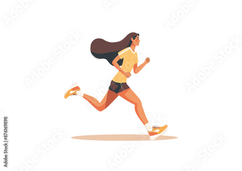 A woman is running