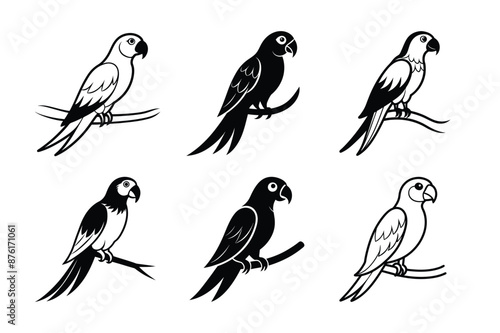 This vibrant parrot silhouette vector is perfect for creating lively art pieces, decor, and graphic designs. Ideal for designers seeking an exotic avian element.