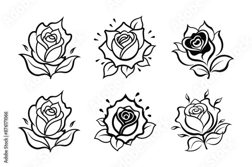 Set of rose flowers, This vibrant silhouette vector is perfect for creating lively art pieces, decor, and graphic designs. Ideal for designers seeking an exotic avian element.