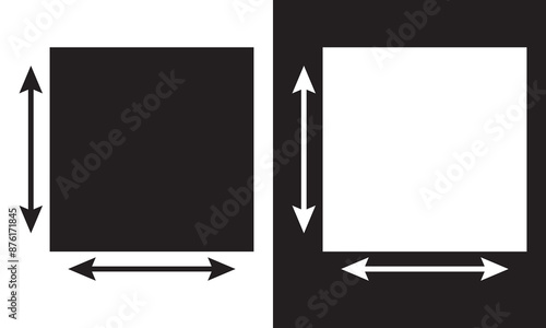 Square area icon. Measuring land area. isolated on white and black background .  Vector illustration .EPS 10