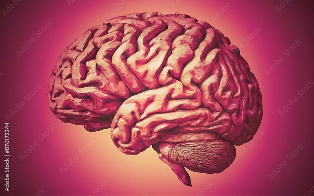 illustration of a human brain on a pink background illustration of a human brain on a pink background
