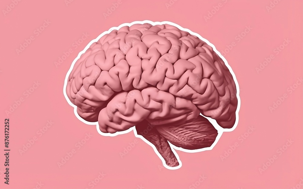 illustration of a human brain on a pink background illustration of a human brain on a pink background