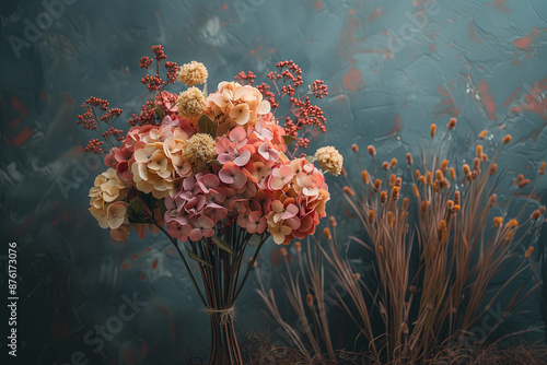 Wallpaper Mural Elegant Floral Arrangement in Warm Tones. Beautiful floral arrangement with orange, yellow, and white flowers against a warm-toned background. Torontodigital.ca