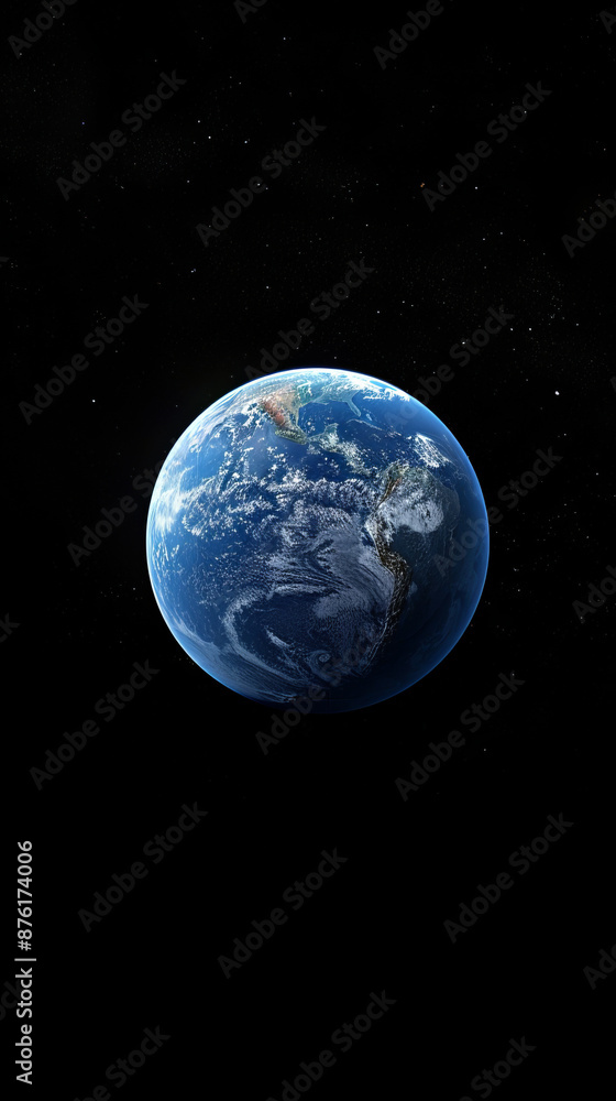 Stunning View of Earth from Space with Vivid Blue Oceans and Cloud Formations in Black Background Stunning View of Earth from Space with Vivid Blue Oceans and Cloud Formations in Black Background