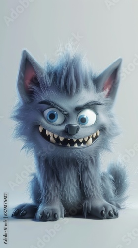 Adorable 3D Monster Wolfman Cartoon: A Playful Rendering of a Mythical Creature for Fantasy Art Enthusiasts photo