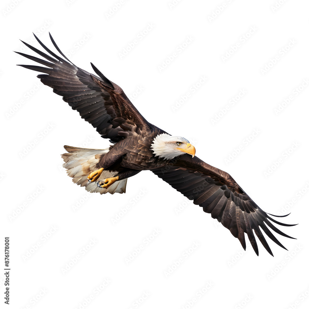 Naklejka premium Bald Eagle Flying Isolated on transparent Background with ultra layer
