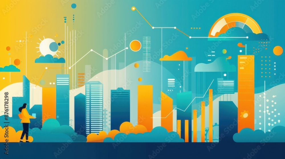 Obraz premium AI-driven climate change analysis, flat design illustration