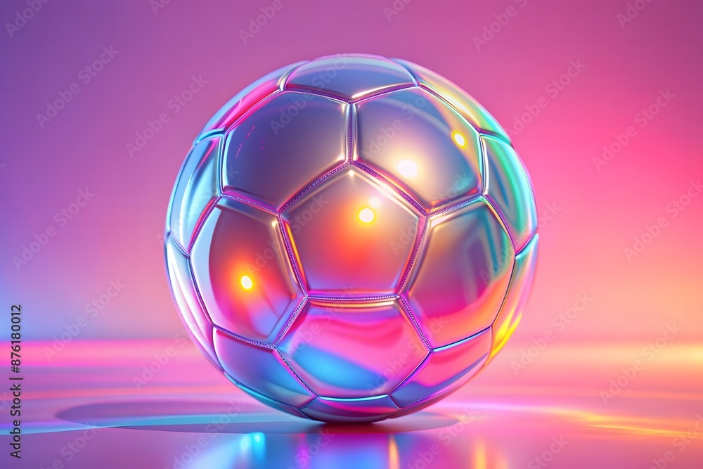 Naklejka premium Holographic soccer ball illustration