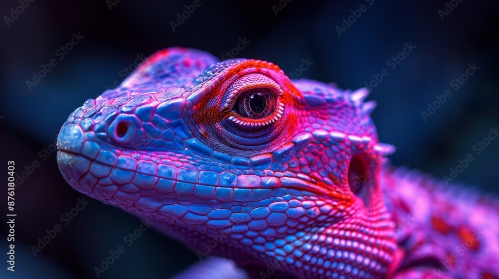 Obraz premium Neon Reptiles Wildlife: Images of wildlife reptiles glowing in neon shades