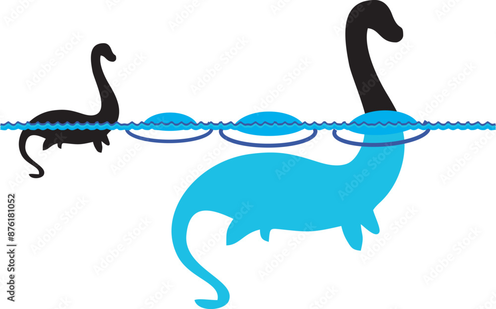 Fototapeta premium Loch Ness Monster Bundle, Nessie, Split monogram, Loch Ness Monster Bundle, Nessie, Split monogram, Lochness, Monster dinosaur, stencil, Loch Ness, Vector, monster silhouette, 