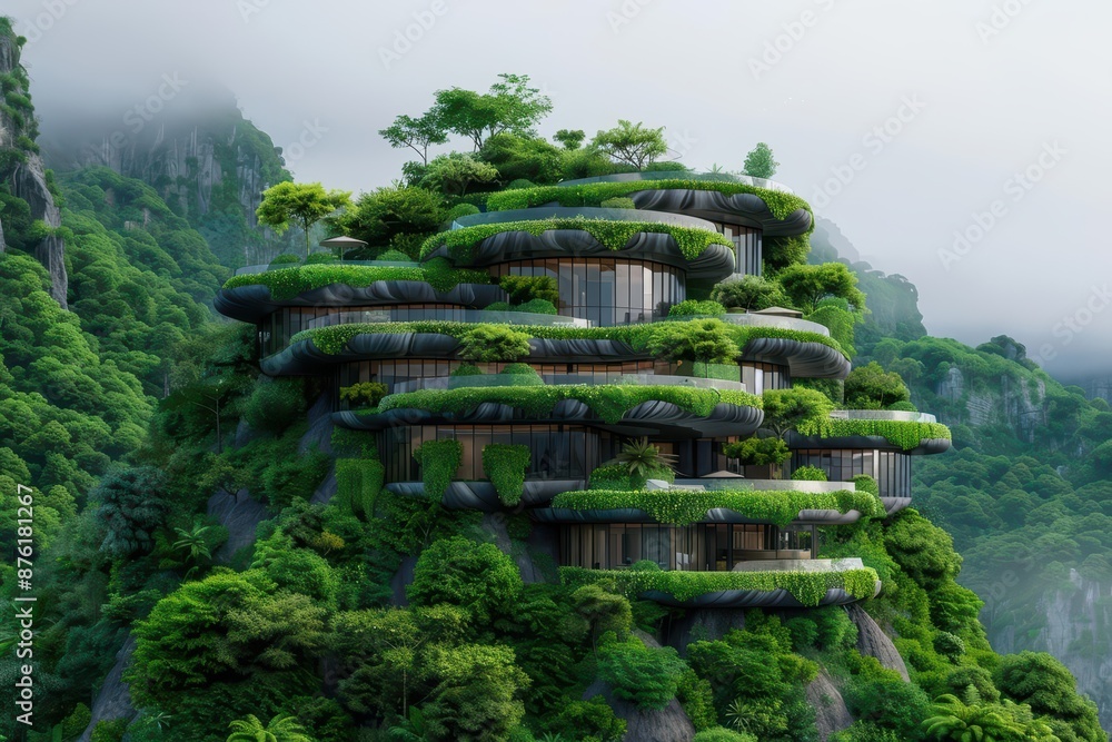 A conceptual real estate development includes homes set in strange ...