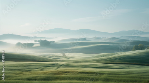 Calm peaceful Tuscany landscape. Background image. Created with Generative AI technology.