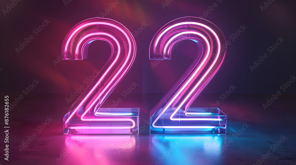 3d render digital neon number two the second place glass symbol with glowing linear frame laser line 3d render digital neon number two the second place glass symbol with glowing linear frame laser line
