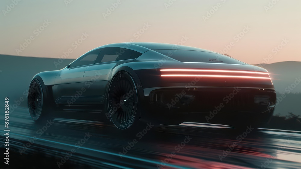 Fototapeta premium A futuristic automotive company introduces strange