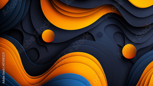 Abstract background featuring wavy shapes creating a 3d paper cutout effect