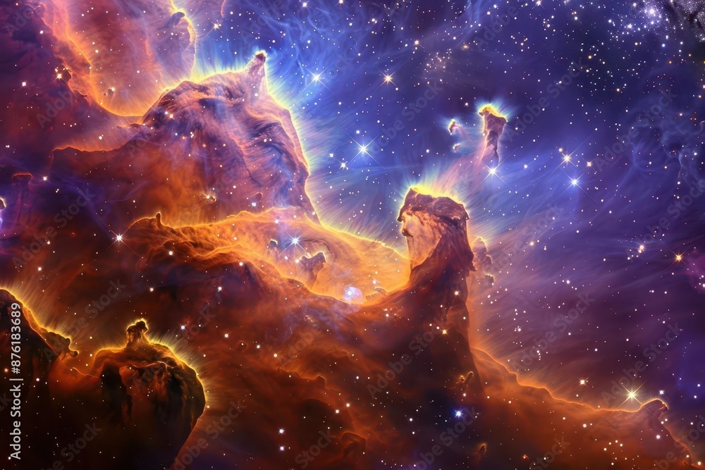 Fototapeta premium nebula swirling with vibrant cosmic hues star clusters twinkling vast celestial landscape aweinspiring space vista