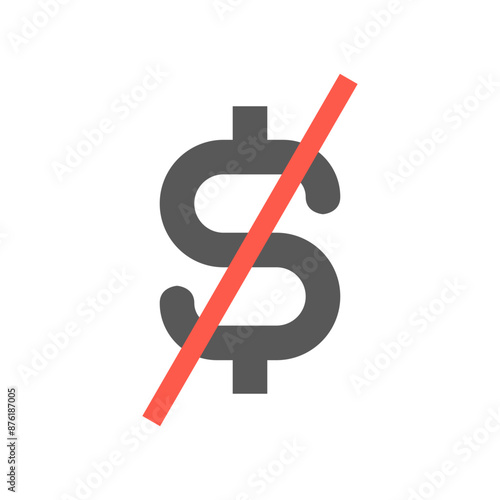 No dollars vector icon - No more money concept symbol failure metaphor 
