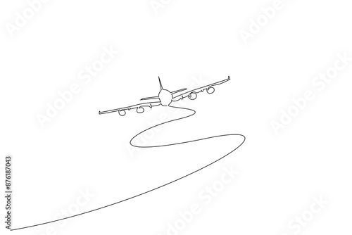 passenger plane in the air travel vacation go vehicle one line art design vector