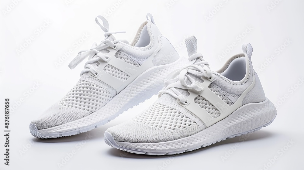 White Athletic Shoes on a White Background White Athletic Shoes on a White Background