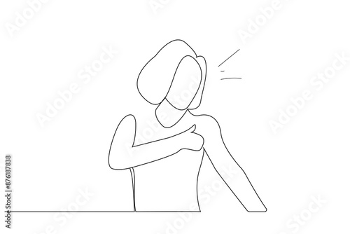 woman breast pain cancer control health one line art design vector