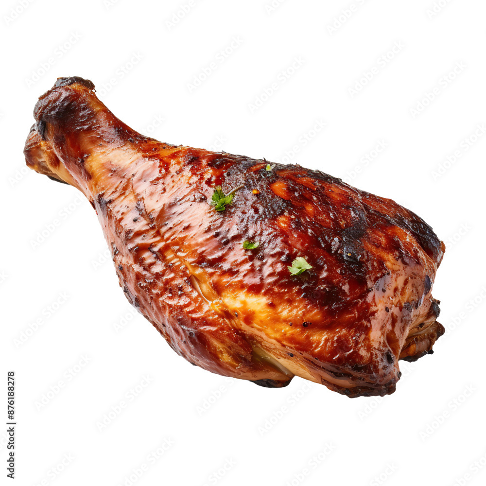 A roasted grilled turkey chicken, isolated on white or transparent background cutout.