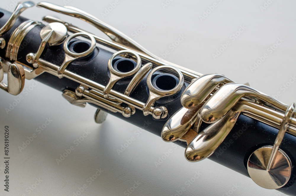Fototapeta premium French system clarinet close-up on a light background