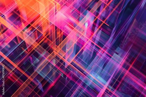 Colorful abstract background with intersecting neon lines creating a dynamic and vibrant digital art piece.