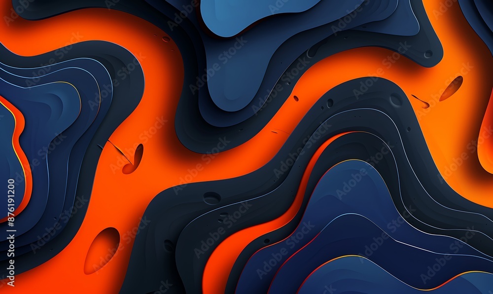 Abstract Orange and Blue Papercut Design Abstract Orange and Blue Papercut Design