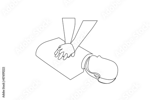 people heart massage training course practice save life one line art design vector