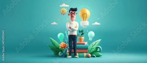 Flat design illustration concept with experimental idea lab thinking.