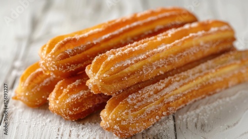 Close Up of Crunchy Churros Coated in Sugar