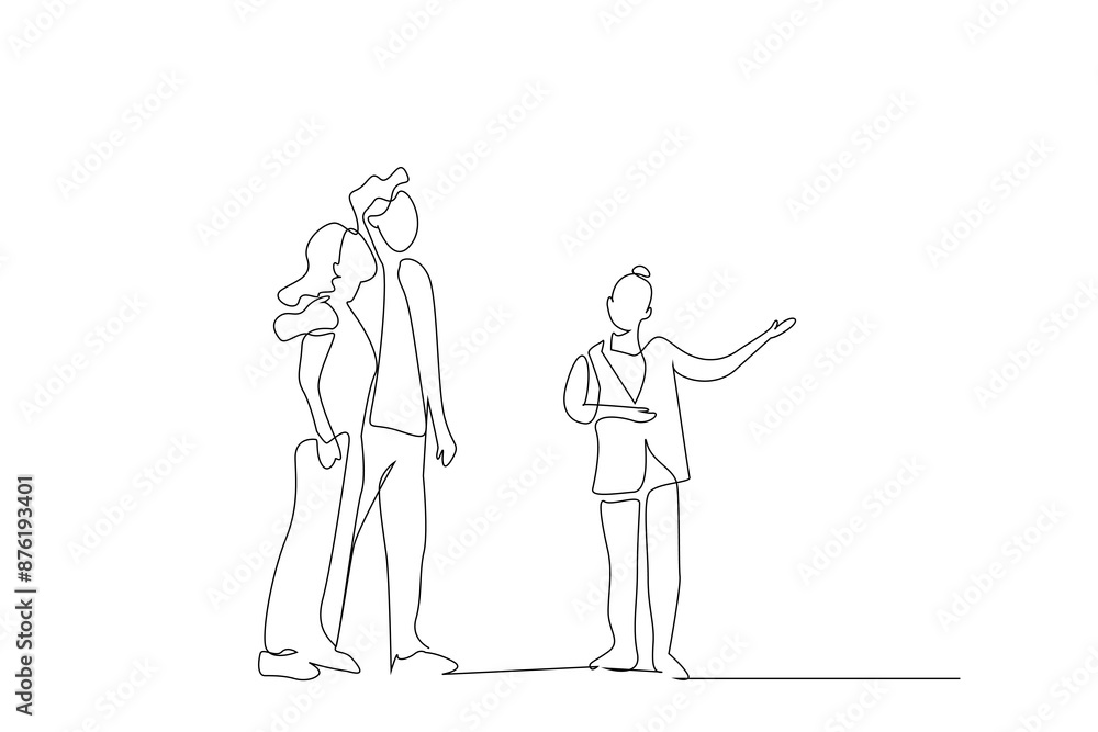 real estate owner seller couple wants to buy show business one line art design vector real estate owner seller couple wants to buy show business one line art design vector