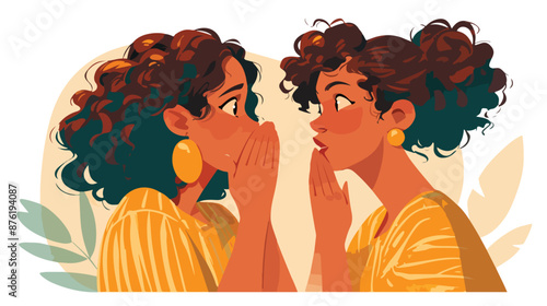 African-american woman shielding her mouth and whispering