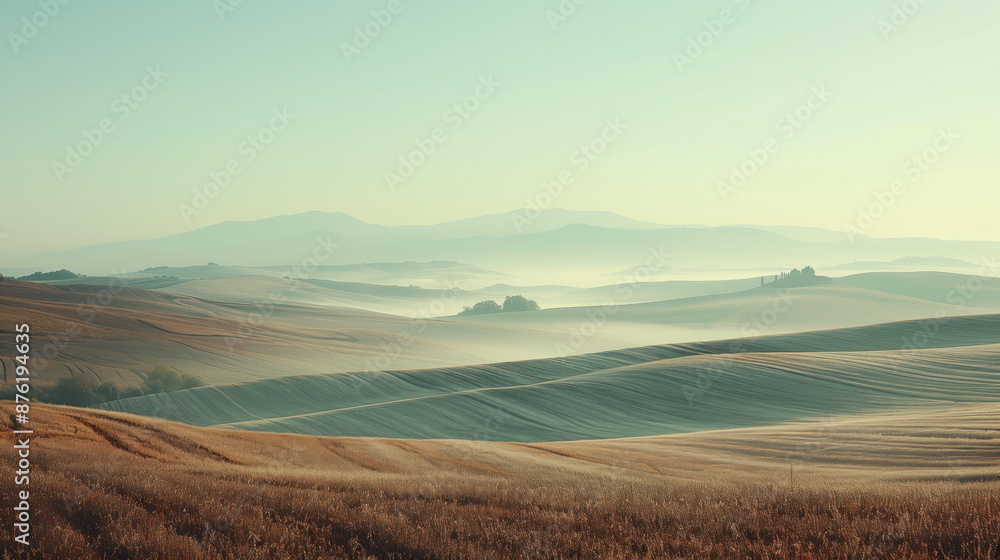 Calm peaceful Tuscany landscape. Background image. Created with Generative AI technology. Calm peaceful Tuscany landscape. Background image. Created with Generative AI technology.