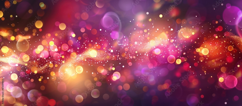 Glowing pink and purple lights on a dark background, with a few bright yellow lights. Glowing pink and purple lights on a dark background, with a few bright yellow lights.