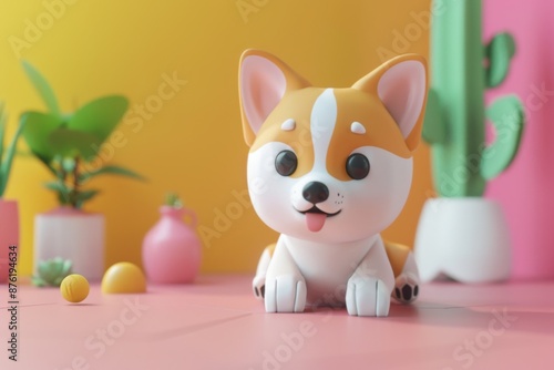 Adorable 3D Animated Puppy: A Lively Digital Companion Crafted by Generative AI for Pet Enthusiasts photo