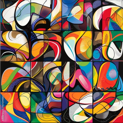 Diverse Abstract Art Forms: A Vibrant Collection of Geometric Shapes, Fluid Movements, and Colorful Palettes Capturing the Essence of Modern Creativity photo